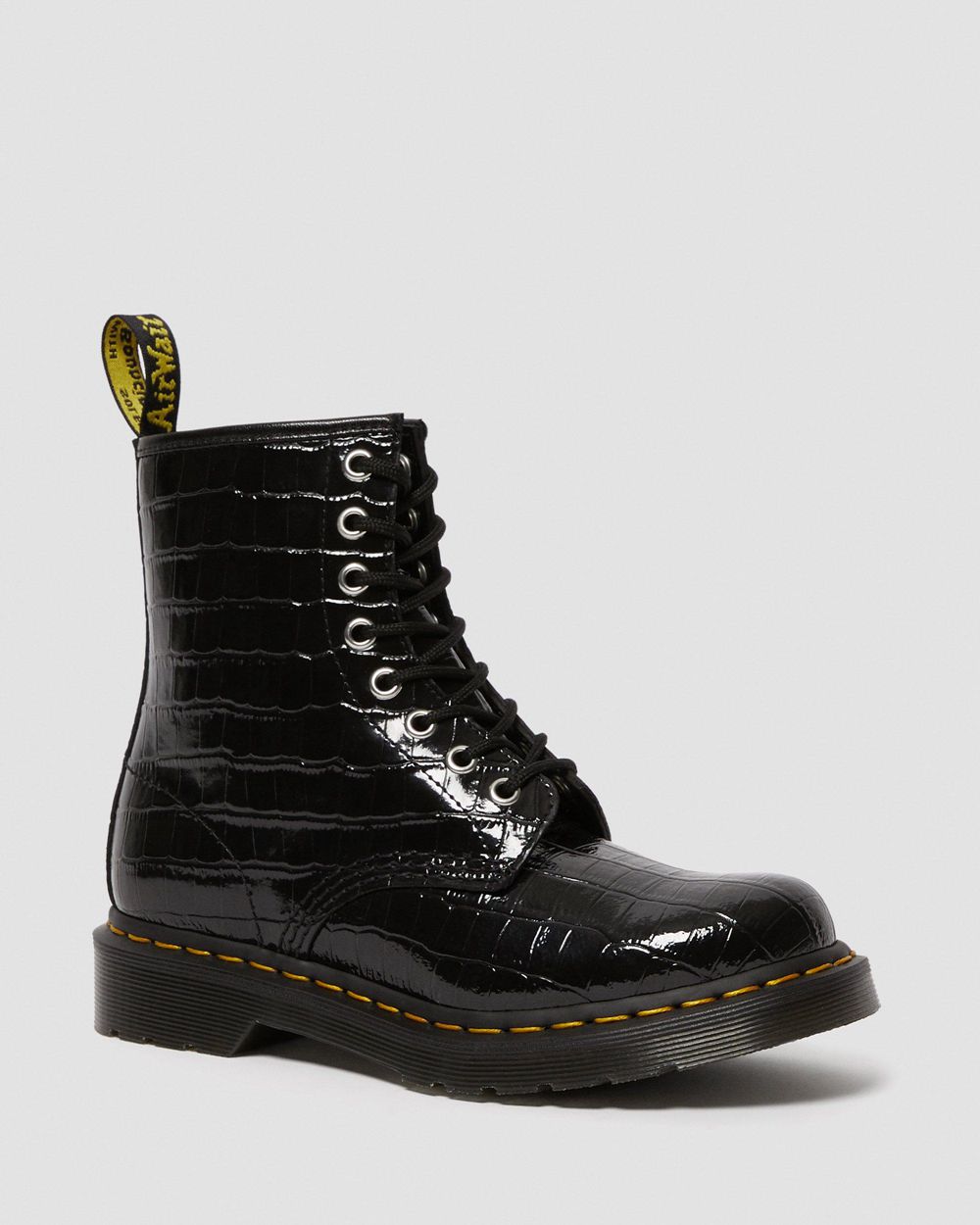 Dr Martens 1460 Patent Kožené Crocodile Print Topánky Damske ( Čierne ) SK 315-LWVOSF